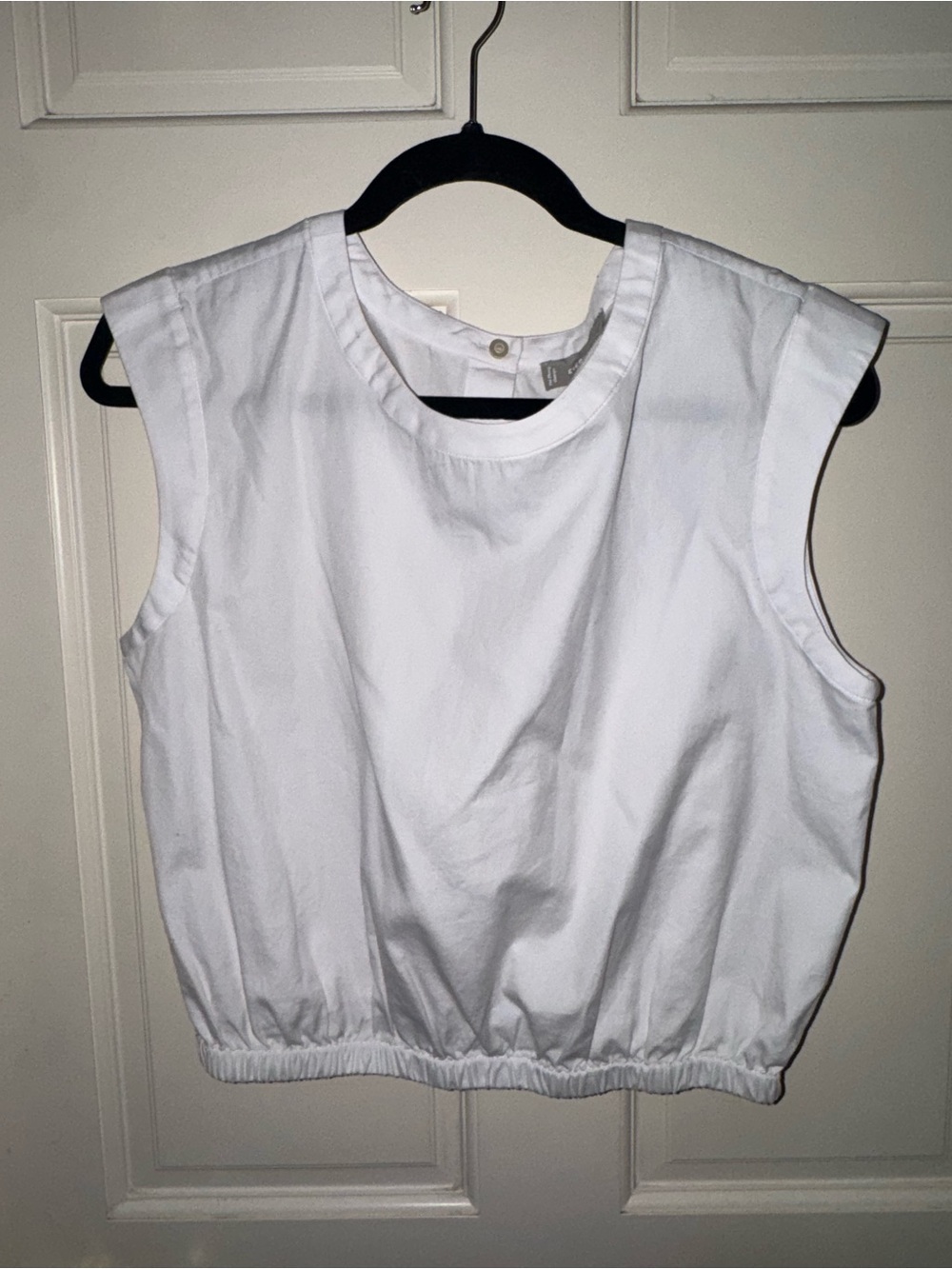 Everlane White Cropped Sleeveless Tank with Elastic Hem